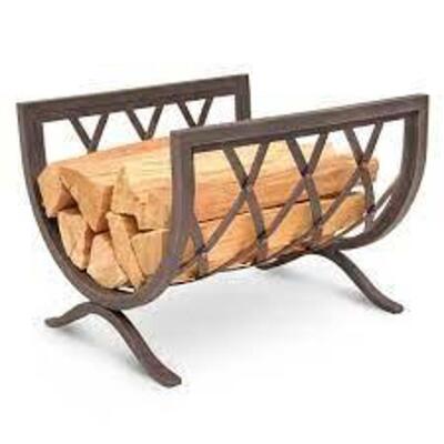 DESCRIPTION: (1) FIRE PIT WOOD HOLDER, LOG RACK BRAND/MODEL: PILGRIM INFORMATION: IRON, WEAVE RETAIL$: $259.00 EA QTY: 1