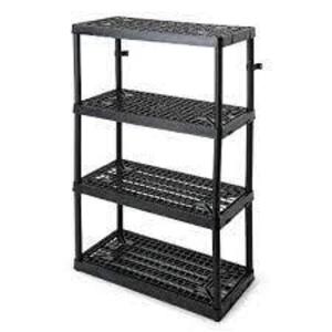 DESCRIPTION: (1) PLASTIC STORAGE SHELF BRAND/MODEL: MAINSTAYS INFORMATION: BLACK RETAIL$: $18.45 EA QTY: 1