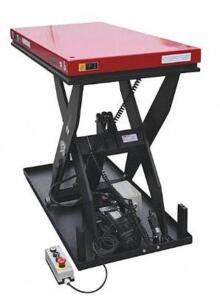 DESCRIPTION: (1) DAYTON STATIONARY SCISSOR LIFT TABLE BRAND/MODEL: 35KT47 INFORMATION: LOAD CAPACITY: 3,000 LBS/ELECTRIC LIFT RETAIL$: $3,763.36 SIZE: