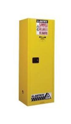 DESCRIPTION: (1) JUSTRITE FLAMMABLE CABINET BRAND/MODEL: 892200 INFORMATION: CAPACITY: 22 GAL/YELLOW RETAIL$: $1,113.72 SIZE: 65"H X 18"D X 23-1/4"W Q