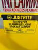 DESCRIPTION: (1) JUSTRITE FLAMMABLE CABINET BRAND/MODEL: 892200 INFORMATION: CAPACITY: 22 GAL/YELLOW RETAIL$: $1,113.72 SIZE: 65"H X 18"D X 23-1/4"W Q - 3