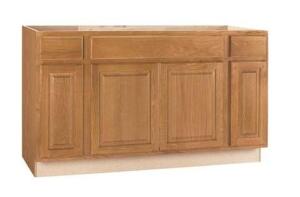 DESCRIPTION: (1) HAMPTON BAY BASE KITCHEN CABINET BRAND/MODEL: KSB60-MO INFORMATION: MEDIUM OAK/MINOR COSMETIC, MUST COME INTO INSPECT/2-DRAWER/2-OUTD