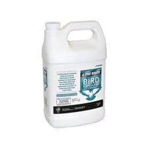 DESCRIPTION: (1) TRANSPARENT BIRD REPELLENT LIQUID BRAND/MODEL: JT EATON 4 THE BIRTS SIZE: 1 GALLON RETAIL$: $60.00 EA QTY: 1