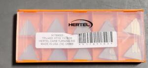 DESCRIPTION: (20) CARBIDE TURNING INSERTS BRAND/MODEL: HERTEL TPU-433 RETAIL$: 15.11 PE R INSERT QTY: 20