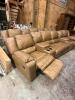 DESCRIPTION: 4-SEATER STADIUM STYLE SOFA RECLINER WITH CUPHOLDERS AND STORAGE SIZE: 140" QTY: 1 - 4