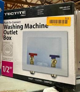 DESCRIPTION: WASHING MACHINE OUTLET BOX BRAND/MODEL: TECTITE SIZE: 1/2" QTY: 1