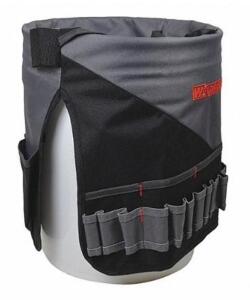 DESCRIPTION: (3) WESTWARD BUCKET TOOL ORGANIZER BRAND/MODEL: 32PJ50 INFORMATION: GRAY/POLYESTER/30-POCKETS RETAIL$: $12.08 EACH SIZE: 11-1/2"DIA X 21-