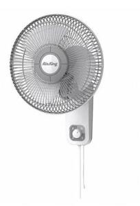 DESCRIPTION: (1) AIR KING WALL MOUNT FAN BRAND/MODEL: 9012 INFORMATION: OSCILLATING/3-SPEED RETAIL$: $64.58 SIZE: 12"BLADE DIA X 20-3/4"H X 13-1/4"W Q