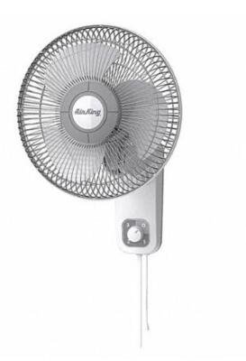 DESCRIPTION: (1) AIR KING WALL MOUNT FAN BRAND/MODEL: 9012 INFORMATION: OSCILLATING/3-SPEED RETAIL$: $64.58 SIZE: 12"BLADE DIA X 20-3/4"H X 13-1/4"W Q