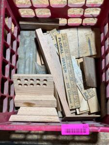 NAME: CRATE OF ASSORTED DETAILING WOOD DESCRIPTION: CRATE OF ASSORTED DETAILING WOOD THIS LOT IS: ONE MONEY QTY: 1