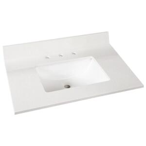 NAME: WHITE 34" X 22" GLOSS SMOOTH STANDARD LAVATORY WITH INTEGRAL BACKSPLASH DESCRIPTION: WHITE 34" X 22" GLOSS SMOOTH STANDARD LAVATORY WITH INTEGRA