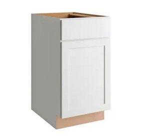 NAME: COURTLAND SHAKER 18 IN. W X 24 IN. D X 34.50 IN. H ASSEMBLED BASE KITCHEN CABINET IN POLAR WHITE DESCRIPTION: COURTLAND SHAKER 18 IN. W X 24 IN.