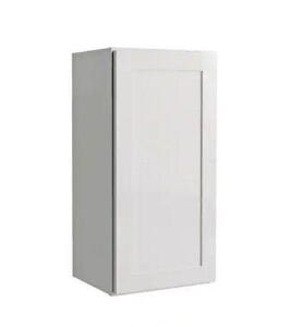 NAME: COURTLAND SHAKER ASSEMBLED 15 IN. X 30 IN. X 12 IN. STOCK WALL KITCHEN CABINET IN POLAR WHITE FINISH DESCRIPTION: COURTLAND SHAKER ASSEMBLED 15