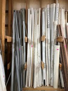 NAME: LARGE GROUP OF ASSORTED PVC PIPE DESCRIPTION: LARGE GROUP OF ASSORTED PVC PIPE ADDITIONAL INFORMATION: ASSORTED SIZES AND CONDITION. SEE PHOTOS.