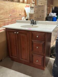 NAME: 43" X 22" VANITY WITH TOP DESCRIPTION: 43" X 22" VANITY WITH TOP THIS LOT IS: ONE MONEY QTY: 1