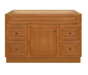 NAME: HAMPTON 48 IN. W X 21 IN. D X 33.5 IN. H BATH VANITY CABINET WITHOUT TOP IN OAK DESCRIPTION: HAMPTON 48 IN. W X 21 IN. D X 33.5 IN. H BATH VANIT