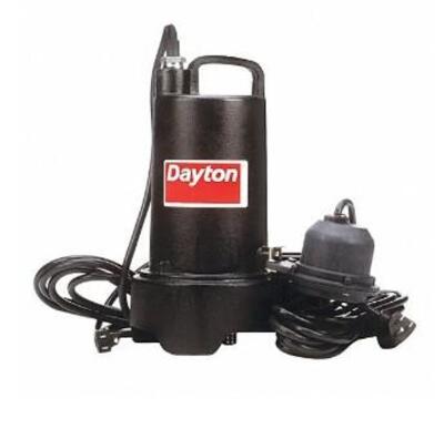 DESCRIPTION: (1) DAYTON SUBMERSIBLE SUMP PUMP BRAND/MODEL: 3BB79 INFORMATION: CAST IRON/PIGGYBACK RETAIL$: $471.14 SIZE: 10"BODY DIA X 12-1/4"H X 1/2"