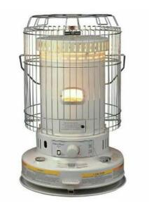 DESCRIPTION: (1) DURAHEAT INDOOR KEROSENE HEATER BRAND/MODEL: DH2304S INFORMATION: 23,800 BTU/WHITE RETAIL$: $149.00 SIZE: 18.75"D X 18.75"W X 27"H QT