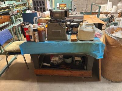 CLOTH CUTTING MACHINE AND WORK TABLE WITH SUPPLIES