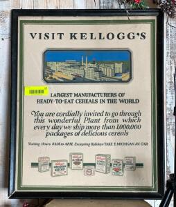 DESCRIPTION: OLD FRAMED ORIGINAL KELLOGGS ADVERTISEMENT SIZE: 17"X21" QTY: 1