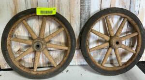 DESCRIPTION: (2) VINTAGE WOODEN TIRES SIZE: 10" QTY: 2