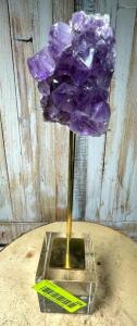 DESCRIPTION: AMETHYST CHUNK ON LUCID BASE SIZE: 12"X2-1/2" QTY: 1