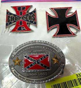 DESCRIPTION: (3) CONFEDERATE FLAG BUCKLES QTY: 3