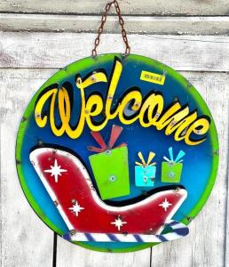 DESCRIPTION: WELCOME CHRISTMAS SIGN SIZE: 22" QTY: 1