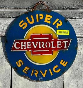 DESCRIPTION: CHEVROLET METAL SIGN SIZE: 12" QTY: 1