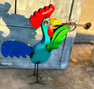 DESCRIPTION: METAL ROOSTER WITH TRUMPET SIZE: 27" QTY: 1