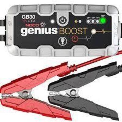 DESCRIPTION: (2) BOOSTER PACK, JUMP STARTER BRAND/MODEL: NOCO GENIUS #GB30 SIZE: 12V, 400 AMP RETAIL$: $174.99 EA QTY: 2