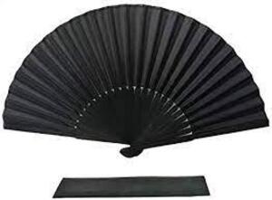 DESCRIPTION: (4) FOLDING FABRIC HAND FAN INFORMATION: BLACK RETAIL$: $12.99 EA QTY: 4