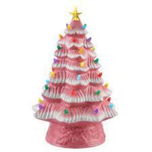 DESCRIPTION: (1) SMALL LIGHT UP CHRISTMAS TREE BRAND/MODEL: MR CHRISTMAS INFORMATION: PINK SIZE: 16" RETAIL$: $82.86 EA QTY: 1