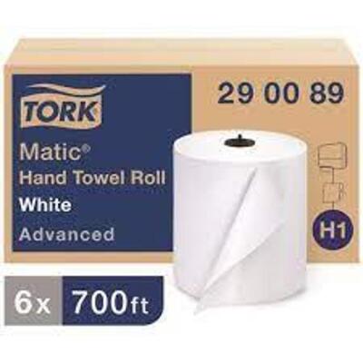 DESCRIPTION: (1) CASE OF (6) ROLLS OF MATIC HARDWOUND PAPER TOWELS BRAND/MODEL: TORK #290089 RETAIL$: $68.51 SIZE: 7.7X900 QTY: 1