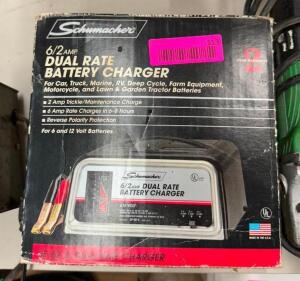 DESCRIPTION: DUAL RATE BATTERY CHARGER BRAND/MODEL: SCHUMACHER QTY: 1