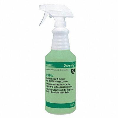 DESCRIPTION: (24) TRIGGER SPRAY BOTTLE CREW RESTROOM FLOOR AND SURFACE CLEANER BRAND/MODEL: DIVERSEY #10F968 RETAIL$: $5.00 SIZE: 32 OZ QTY: 24