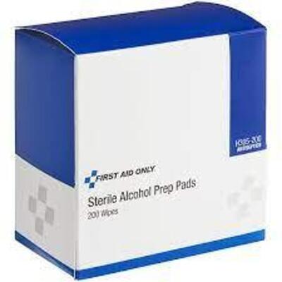 DESCRIPTION: (6) ALCOHOL WIPES BRAND/MODEL: FIRST AID ONLY #36LF71 INFORMATION: 200 PER BOX RETAIL$: $10.41 EA QTY: 6