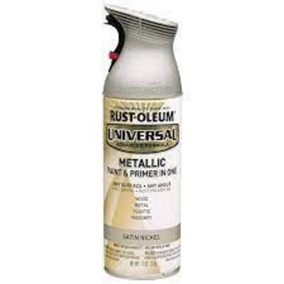 DESCRIPTION: (2) PAINT AND PRIMER ALL IN ONE BRAND/MODEL: RUST-OLEUM #249130 INFORMATION: SATIN NICKEL SIZE: 11 OZ RETAIL$: $11.48 EA QTY: 2