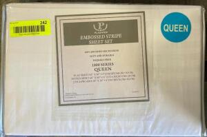 PLAZATEX 1800 SERIES QUEEN EMBOSSED STRIPE SHEET SET RETAILS FOR $36.99