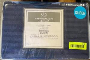 PLAZATEX 1800 SERIES QUEEN EMBOSSED STRIPE SHEET SET RETAILS FOR $36.99