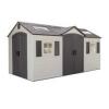 DESCRIPTION: (1) OUTDOOR STORAGE SHED BRAND/MODEL: LIFETIME #60079 INFORMATION: GRAY AND WHITE SIZE: 15' X 8', 3 BOXES, 1-2-3 OF 3 ALL INCLUDED RETAIL