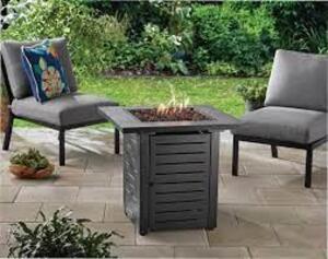 DESCRIPTION: (1) SQUARE GAS FIRE PIT BRAND/MODEL: MAINSTAYS INFORMATION: BLACK SIZE: 28" RETAIL$: $147.00 EA QTY: 1