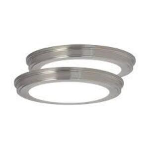 DESCRIPTION: (2) LED FLUSH MOUNT BRAND/MODEL: COMMERCIAL ELECTRIC #1000 021 230 INFORMATION: BRUSHED NICKEL SIZE: 18.1" X 32.3" X 4.7" H RETAIL$: $49.