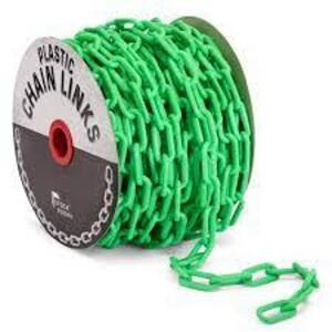 DESCRIPTION: (2) SPOOL OF PLASTIC CHAIN BRAND/MODEL: STOCK ROOM + INFORMATION: GREEN RETAIL$: $60.00 EA QTY: 2