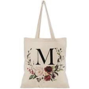 DESCRIPTION: (6) TOTE BAGS BRAND/MODEL: INITIALS ON BAGS INFORMATION: WHITE BACKGROUND, FLORAL QTY: 6