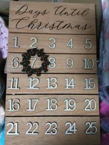 DESCRIPTION: (2) COUNTDOWN UNTIL CHRISTMAS DECOR SIGNS INFORMATION: WOODEN RETAIL$: $30.00 EA QTY: 2