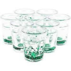 DESCRIPTION: (16) SHOT GLASSES BRAND/MODEL: JUVALE INFORMATION: GREEN WITH GLITTER RETAIL$: $42.99 TOTAL QTY: 16