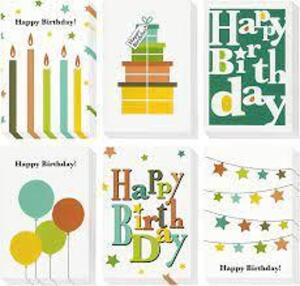 DESCRIPTION: (2) PACKS OF (48) GREETING CARDS BRAND/MODEL: #LJ-CHGYI-051618-03-1 INFORMATION: HAPPY BIRTHDAY SIZE: MULTI DESIGNS AND ENVELOPES RETAIL$