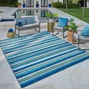 DESCRIPTION: (1) OUTDOOR AREA RUGS INFORMATION: BLUE/GREEN SIZE: LARGE RETAIL$: $150.00 EA QTY: 1