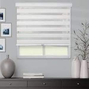 DESCRIPTION: (4) CORDLESS ZEBRA ROLLER SHADE BRAND/MODEL: CHICOLOGY INFORMATION: BASIC NATURAL SIZE: 34X72 RETAIL$: $61.98 EA QTY: 4